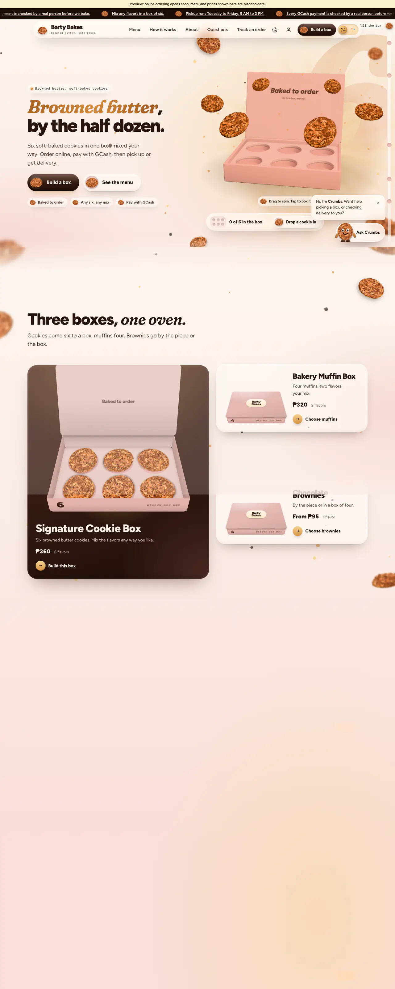 The Barty Bakes website on a desktop screen