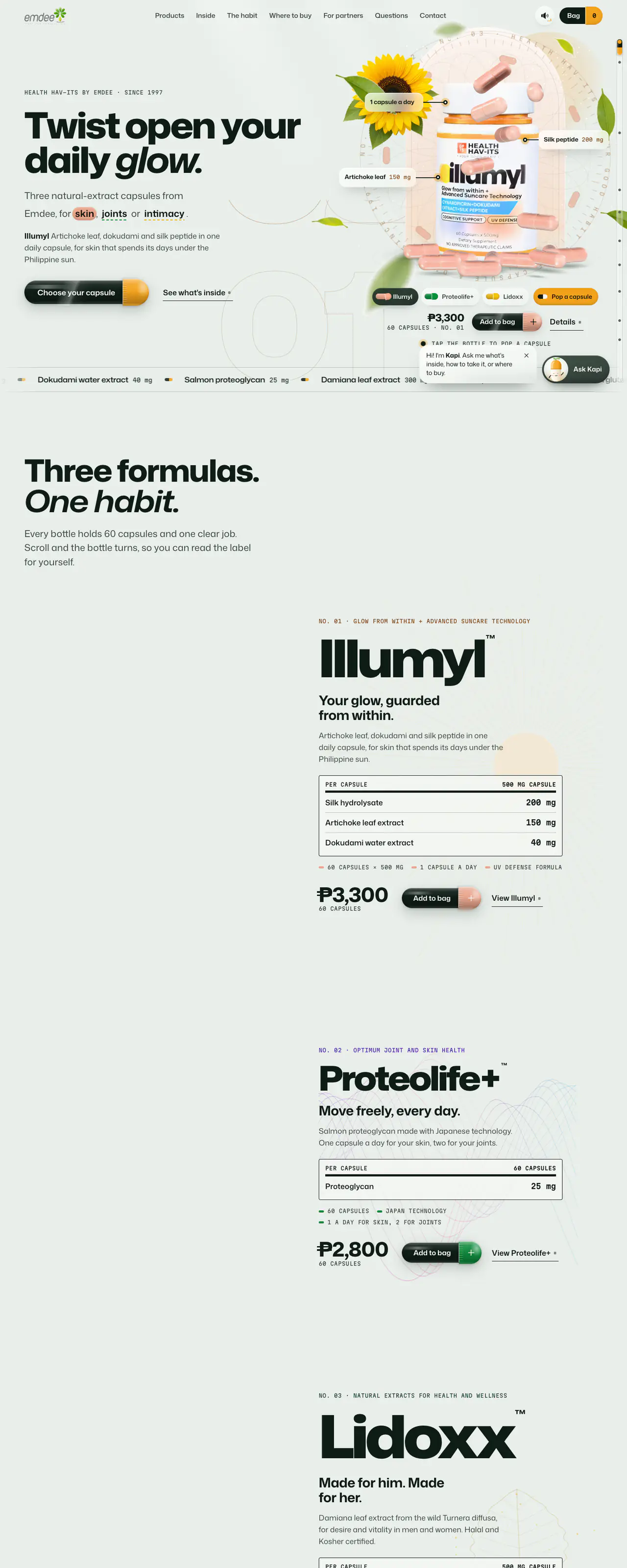 The Emdee website on a desktop screen